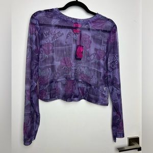 Betsey Johnson Purple Mesh Crop Top